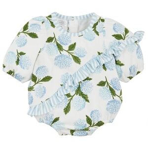 Mud Pie Hydrangea Blue and White Floral Onesie